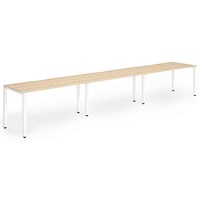 Impulse 3 Person Bench Desk, Side by Side, 3 x 1400mm (800mm Deep), White Frame, Maple