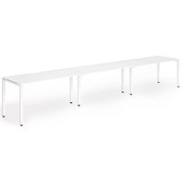 Evolve Plus 1200mm Single Row 3 Person Office Bench Desk White Top White Frame
