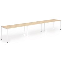 Evolve Plus 1200mm Single Row 3 Person Office Bench Desk Maple Top White Frame