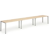 Evolve Plus 1600mm Single Row 3 Person Office Bench Desk Maple Top Silver Frame