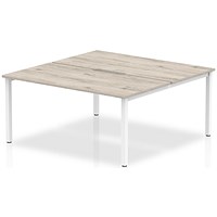 Evolve Plus 1400mm B2B 2 Person Office Bench Desk Grey Oak Top White Frame Evolve Plus 1400mm B2B 2 Person Office Bench Desk Grey Oak Top White Frame