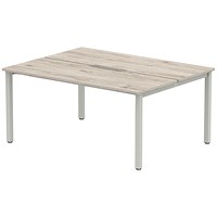 Evolve Plus 1600mm B2B 2 Person Office Bench Desk Grey Oak Top Silver Frame Evolve Plus 1600mm B2B 2 Person Office Bench Desk Grey Oak Top Silver Frame