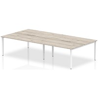 Impulse 4 Person Bench Desk, Back to Back, 4 x 1200mm (800mm Deep), White Frame, Grey Oak