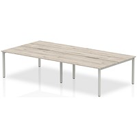 Evolve Plus 1600mm B2B 4 Person Office Bench Desk Grey Oak Top Silver Frame Evolve Plus 1600mm B2B 4 Person Office Bench Desk Grey Oak Top Silver Frame