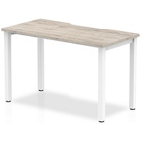 Impulse 1 Person Bench Desk, 1200mm (800mm Deep), White Frame, Grey Oak