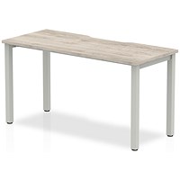 Impulse 1 Person Bench Desk, 1400mm (800mm Deep), Silver Frame, Grey Oak