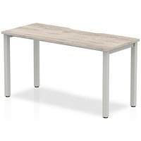 Evolve Plus 1400mm Single Starter Office Bench Desk Grey Oak Top Silver Frame Evolve Plus 1400mm Single Starter Office Bench Desk Grey Oak Top Silver Frame
