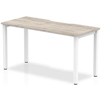 Impulse 1 Person Bench Desk, 1400mm (800mm Deep), White Frame, Grey Oak