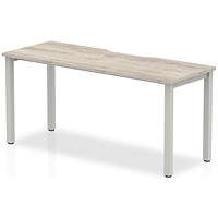 Evolve Plus 1600mm Single Starter Office Bench Desk Grey Oak Top Silver Frame Evolve Plus 1600mm Single Starter Office Bench Desk Grey Oak Top Silver Frame