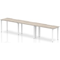 Evolve Plus 1200mm Single Row 3 Person Office Bench Desk Grey Oak Top White Frame