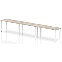 Evolve Plus 1400mm Single Row 3 Person Office Bench Desk Grey Oak Top White Frame Evolve Plus 1400mm Single Row 3 Person Office Bench Desk Grey Oak Top White Frame