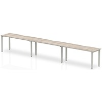 Evolve Plus 1600mm Single Row 3 Person Office Bench Desk Grey Oak Top Silver Frame Evolve Plus 1600mm Single Row 3 Person Office Bench Desk Grey Oak Top Silver Frame