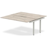 Impulse 2 Person Bench Desk Extension, Back to Back, 2 x 1200mm (800mm Deep), Silver Frame, Grey Oak