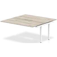 Impulse 2 Person Bench Desk Extension, Back to Back, 2 x 1200mm (800mm Deep), White Frame, Grey Oak