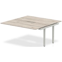 Impulse 2 Person Bench Desk Extension, Back to Back, 2 x 1400mm (800mm Deep), Silver Frame, Grey Oak