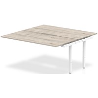 Impulse 2 Person Bench Desk Extension, Back to Back, 2 x 1400mm (800mm Deep), White Frame, Grey Oak