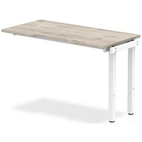 Evolve Plus 1200mm Single Row Office Bench Desk Ext Kit Grey Oak Top White Frame Evolve Plus 1200mm Single Row Office Bench Desk Ext Kit Grey Oak Top White Frame