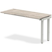 Impulse 1 Person Bench Desk Extension, 1400mm (800mm Deep), Silver Frame, Grey Oak