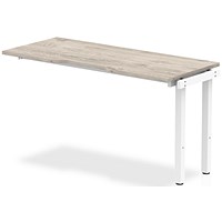 Evolve Plus 1400mm Single Row Office Bench Desk Ext Kit Grey Oak Top White Frame Evolve Plus 1400mm Single Row Office Bench Desk Ext Kit Grey Oak Top White Frame