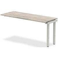 Impulse 1 Person Bench Desk Extension, 1600mm (800mm Deep), Silver Frame, Grey Oak