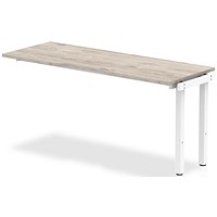 Impulse 1 Person Bench Desk Extension, 1600mm (800mm Deep), White Frame, Grey Oak