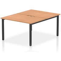 Evolve Plus 1200mm B2B 2 Person Office Bench Desk Oak Top Black Frame