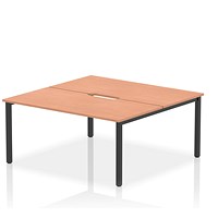 Evolve Plus 1600mm B2B 2 Person Office Bench Desk Beech Top Black Frame