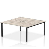 Evolve Plus 1600mm B2B 2 Person Office Bench Desk Grey Oak Top Black Frame