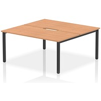 Evolve Plus 1600mm B2B 2 Person Office Bench Desk Oak Top Black Frame