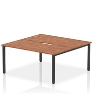 Evolve Plus 1600mm B2B 2 Person Office Bench Desk Walnut Top Black Frame