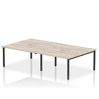 Evolve Plus 1400mm B2B 4 Person Office Bench Desk Grey Oak Top Black Frame Evolve Plus 1400mm B2B 4 Person Office Bench Desk Grey Oak Top Black Frame
