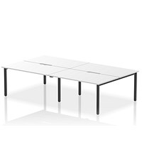 Evolve Plus 1400mm B2B 4 Person Office Bench Desk White Top Black Frame