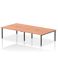 Evolve Plus 1600mm B2B 4 Person Office Bench Desk Beech Top Black Frame