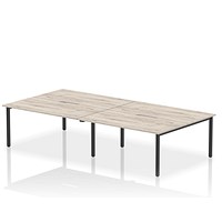 Evolve Plus 1600mm B2B 4 Person Office Bench Desk Grey Oak Top Black Frame