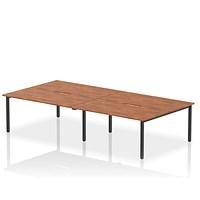 Evolve Plus 1600mm B2B 4 Person Office Bench Desk Walnut Top Black Frame