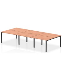 Evolve Plus 1200mm B2B 6 Person Office Bench Desk Beech Top Black Frame