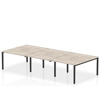 Evolve Plus 1200mm B2B 6 Person Office Bench Desk Grey Oak Top Black Frame
