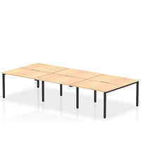 Evolve Plus 1200mm B2B 6 Person Office Bench Desk Maple Top Black Frame