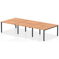 Evolve Plus 1200mm B2B 6 Person Office Bench Desk Oak Top Black Frame