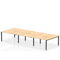 Evolve Plus 1400mm B2B 6 Person Office Bench Desk Maple Top Black Frame