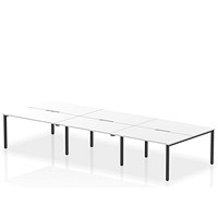 Evolve Plus 1400mm B2B 6 Person Office Bench Desk White Top Black Frame