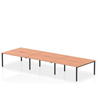 Evolve Plus 1600mm B2B 6 Person Office Bench Desk Beech Top Black Frame