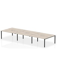 Evolve Plus 1600mm B2B 6 Person Office Bench Desk Grey Oak Top Black Frame