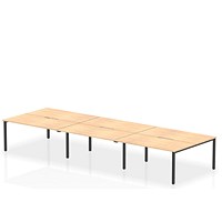 Evolve Plus 1600mm B2B 6 Person Office Bench Desk Maple Top Black Frame