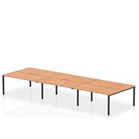 Evolve Plus 1600mm B2B 6 Person Office Bench Desk Oak Top Black Frame