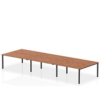 Evolve Plus 1600mm B2B 6 Person Office Bench Desk Walnut Top Black Frame