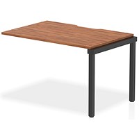Evolve Plus 1200mm Single Row Office Bench Desk Ext Kit Walnut Top Black Frame Evolve Plus 1200mm Single Row Office Bench Desk Ext Kit Walnut Top Black Frame