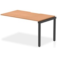 Evolve Plus 1400mm Single Row Office Bench Desk Ext Kit Oak Top Black Frame
