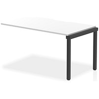 Evolve Plus 1400mm Single Row Office Bench Desk Ext Kit White Top Black Frame