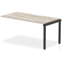Evolve Plus 1600mm Single Row Office Bench Desk Ext Kit Grey Oak Top Black Frame
